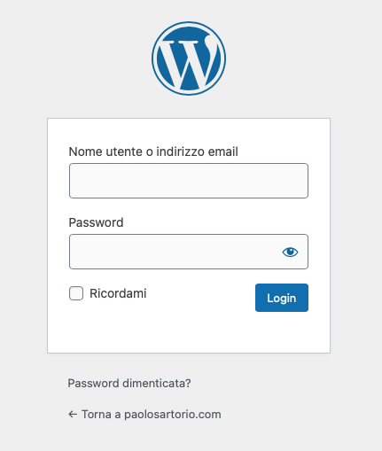 Maschera di login WordPress