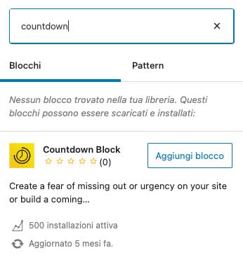 blocco countdown con Gutenberg