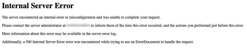 errore 500 Internal Server Error